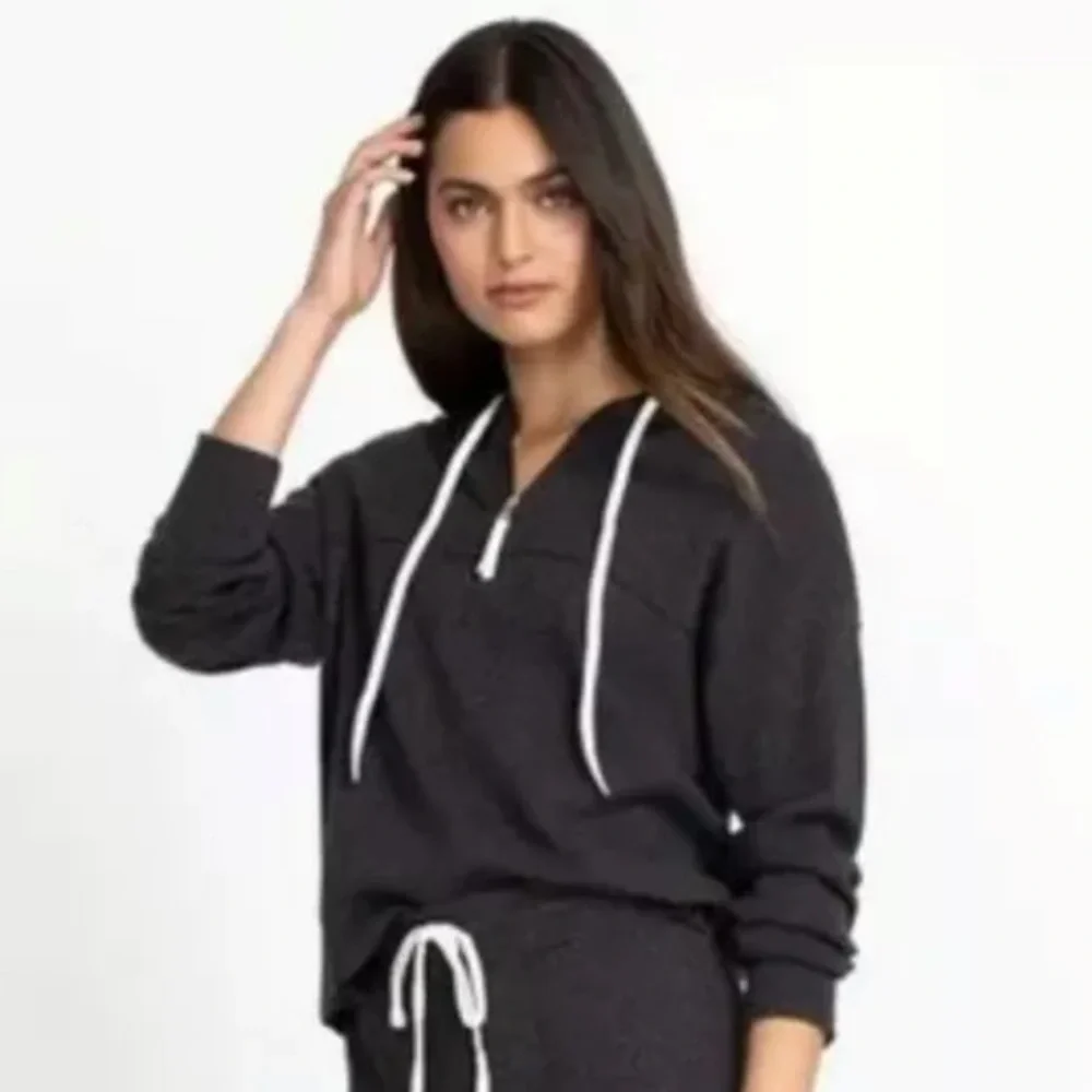 Johnny Was Calme Washable Cotton Cashmere Sporty Half Zip Hoodie New With Tags - Picture 6 of 11